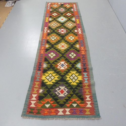 2285 - A Maimana Kilim runner. Length 290cm, width 86cm.