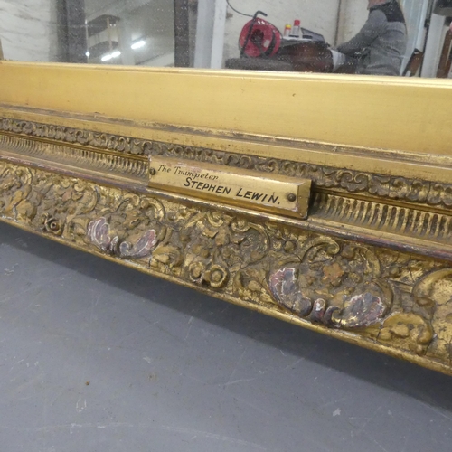 2297 - An antique gilt-framed wall mirror. Width 91cm, height 103cm.