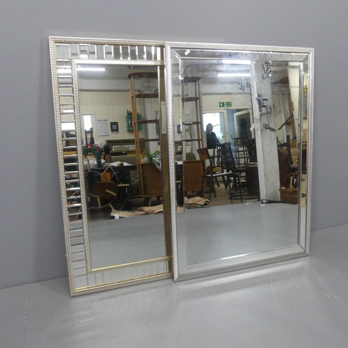 2298 - Two modern rectangular wall mirrors. Width 76cm, height 106cm.