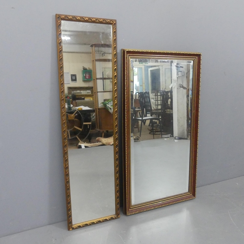 2299 - Two modern rectangular wall mirrors. Largest width 55cm, height 101cm.