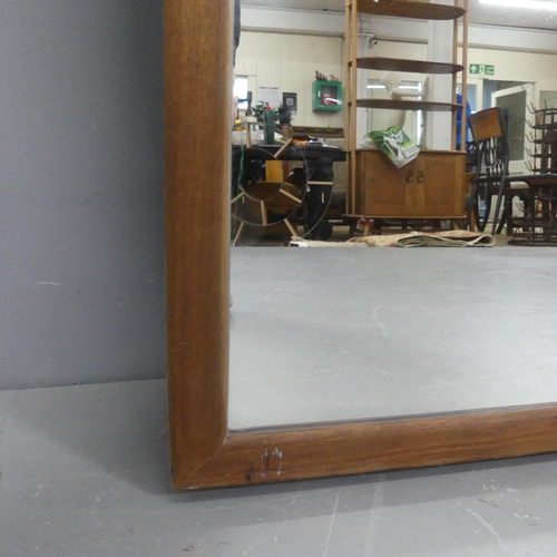 2303 - A large teak framed rectangular mirror. As photographed, width 107cm, height 232cm.