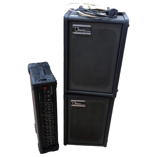 253 - A Custom Sound Trucker 120w 4-channel PA unit, serial no. 22904, and 2 OHM loudspeakers, Lot include... 