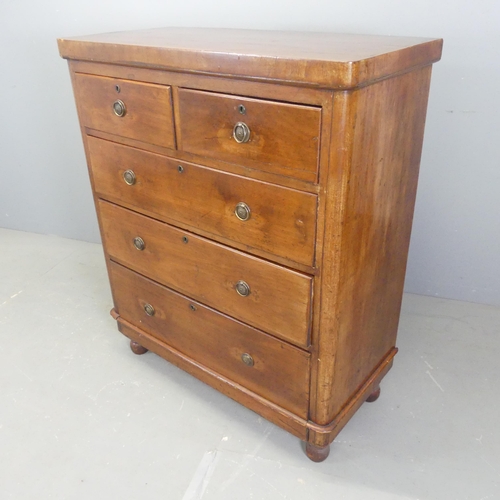 2503 - A Victorian mahogany chest of two short and three long drawers. Width 96cm, height 116cm, depth 47cm... 