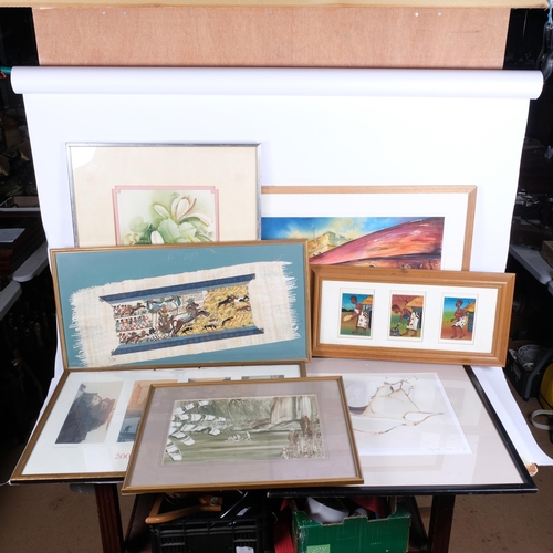 308 - A large group of various pictures and prints, including a limited edition framed and glazed abstract... 