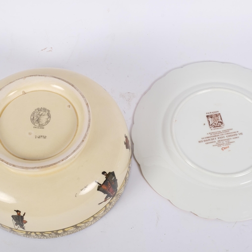 797 - Royal Doulton Isaac Walton Ware table centre bowl, 26cm across, and a Paragon Edward VIII 1937 plate