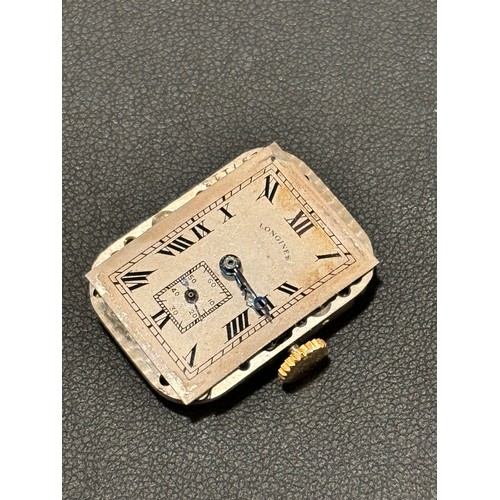 1014 - LONGINES - an Art Deco 9ct gold mechanical wristwatch, circa 1930s, silvered dial with black Roman n... 