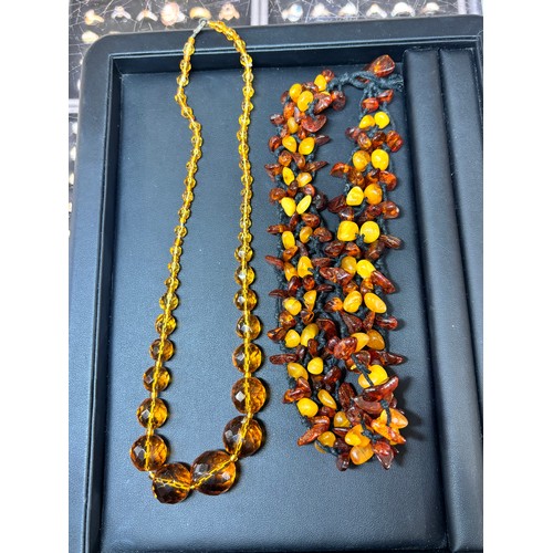 1445 - A quantity of amber, cherry amber and Bakelite bead necklaces