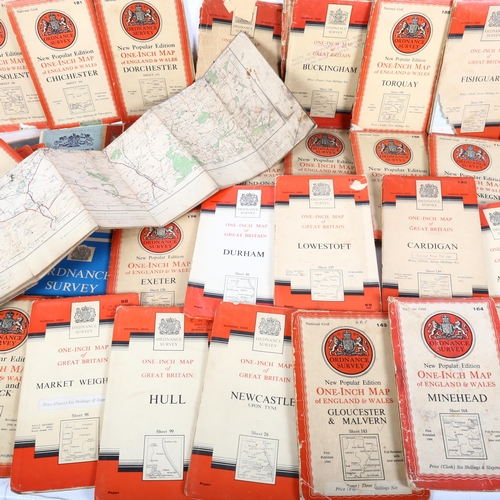 105 - A small collection of Vintage Ordnance Survey maps, areas covered including East Kent, Cardigan, Fis... 