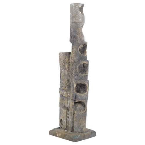 11 - A mid-century brutalist abstract bronze sculpture, H41cm