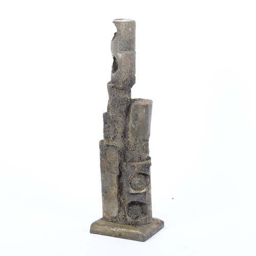 11 - A mid-century brutalist abstract bronze sculpture, H41cm