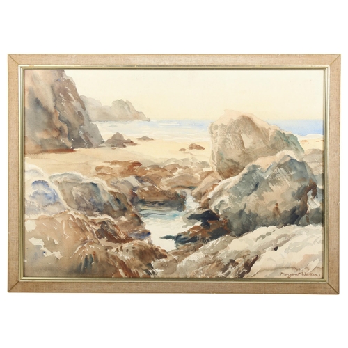 110 - Margaret Mary Waller, coastal scene, watercolour, signed, 50cm x 34.5cm, framed