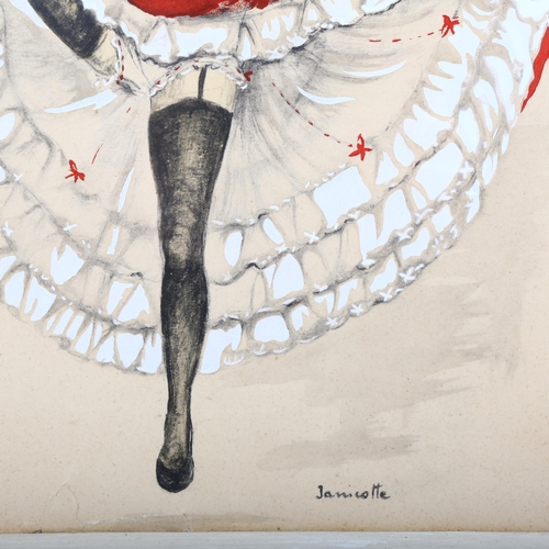 113 - Janicotte, study of Parisian Can-Can dancer, watercolour, signed, 27cm x 32cm