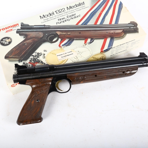 136 - A Crosman model 1322 medallist single shot .22 pellet pump action hand pistol, boxed