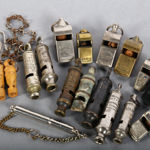 144 - A collection of Vintage whistles, including the Acme, the BOROUGH, etc