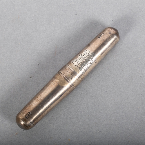 148 - An early 20th century silver-cased travelling corkscrew