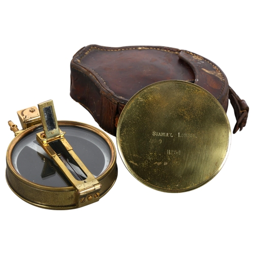 151 - A Stanley of London brass compass, no. 11254, in original fitted case