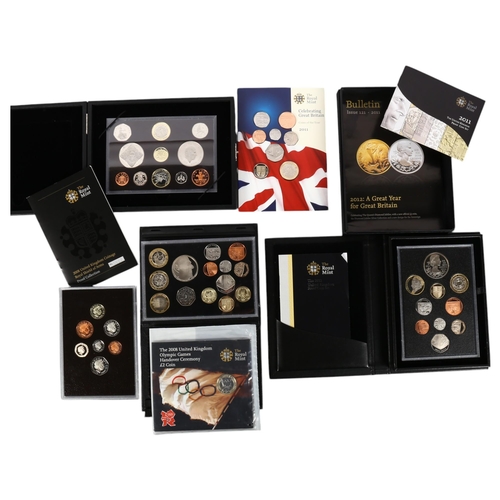 155 - 3 cased proof coins sets, including a 2008 collection no. 5657, a 2012 coin set, and a 2011 set, a T... 