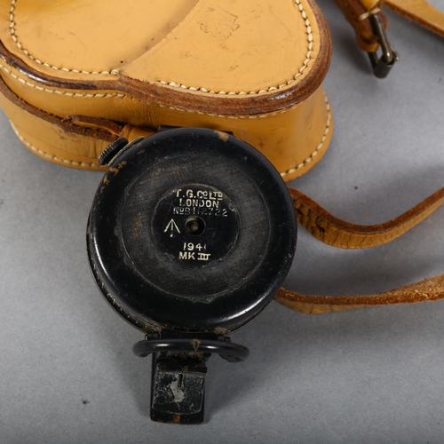 162 - T.G. Company Ltd London, a Second World War Mark 3 compass, no. 12722, dated 1941, with leather case