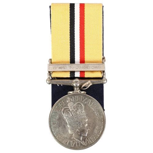 165 - An Iraq War medal and bar, dated 19th March - 28th April 2003, named to 25121119 TPR PT Emmerson Sco... 