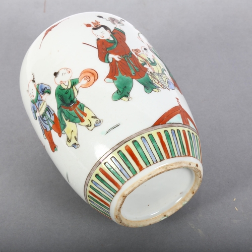 181 - A Chinese famille vert porcelain vase, with enamelled figure decoration (no lid), H19cm