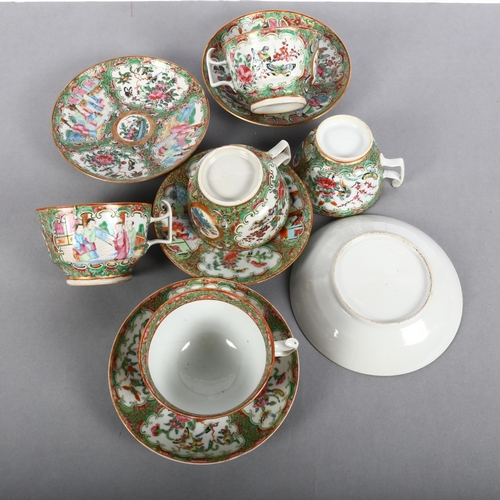 186 - A set of 5 Chinese famille rose Canton cups and saucers