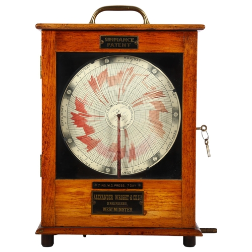 196 - Simmance Patent, an early 20th century oak-cased Dead Beat recorder, by Alexander Wright & Company L... 