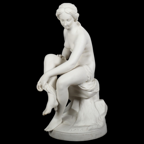 218 - A Parian Ware figure, seated lady, impressed J&TB 108 to the base, H40cm