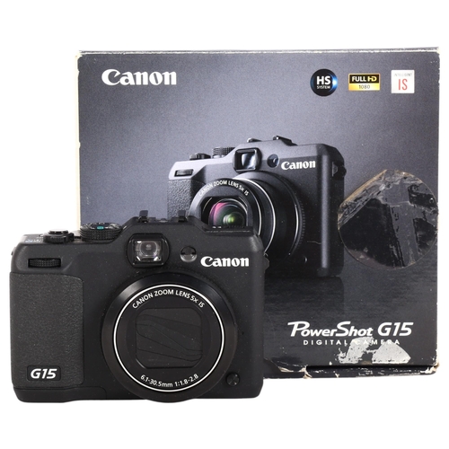 232 - A Canon PowerShot G15 digital camera, in original with associated instruction manuals, etc