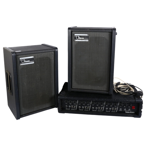 253 - A Custom Sound Trucker 120w 4-channel PA unit, serial no. 22904, and 2 OHM loudspeakers, Lot include... 