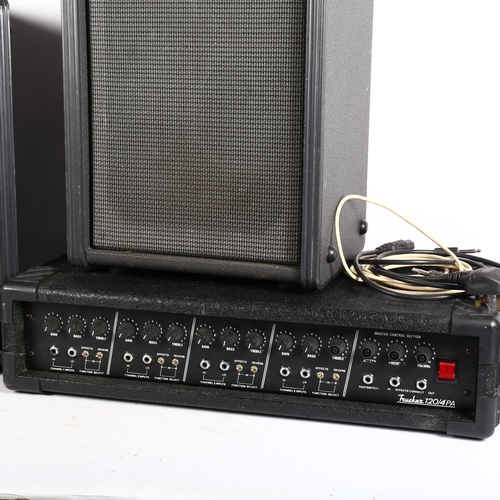 253 - A Custom Sound Trucker 120w 4-channel PA unit, serial no. 22904, and 2 OHM loudspeakers, Lot include... 