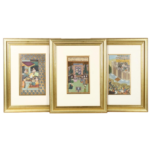 285 - A group of 3 Mongolian gouache prints , depicting various Middle Eastern scenes, unsigned, framed an... 