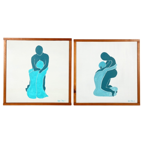 290 - Bob Shaw, 2 similar modern oils on canvas, signed, in modern wooden frames, each measures overall 54... 