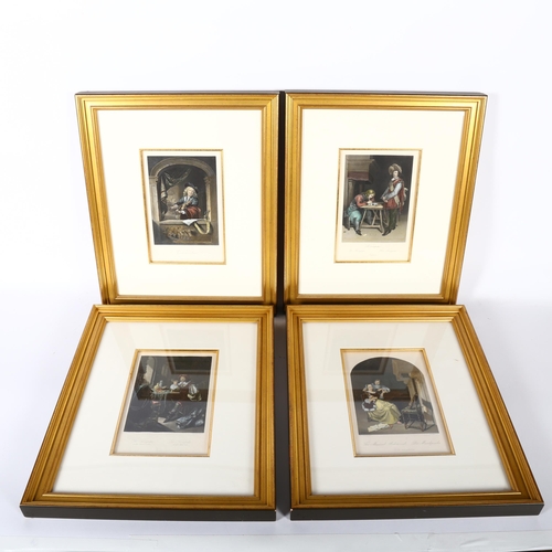 298 - A group of framed prints, depicting various Period scenes, including 