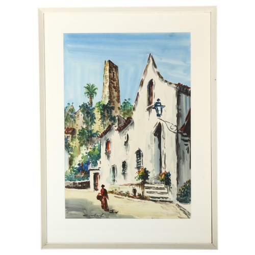 309 - A pair of Mediterranean watercolours, 1930s, indistinctly signed, both framed and glazed, each measu... 