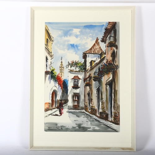 309 - A pair of Mediterranean watercolours, 1930s, indistinctly signed, both framed and glazed, each measu... 