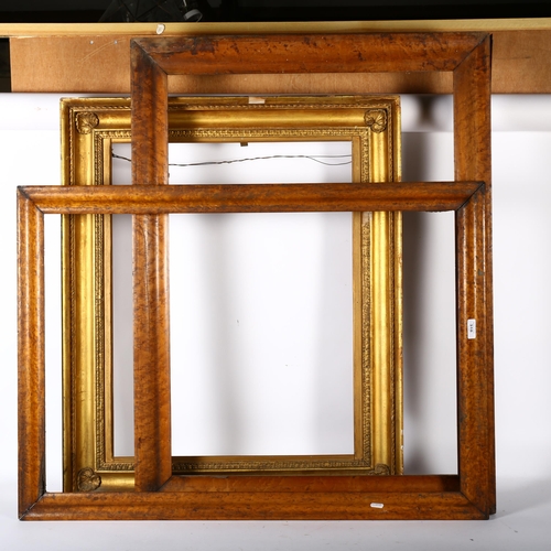 318 - A group of 3 large Antique wooden frames, including a large giltwood frame, and 2 large maple wood f... 