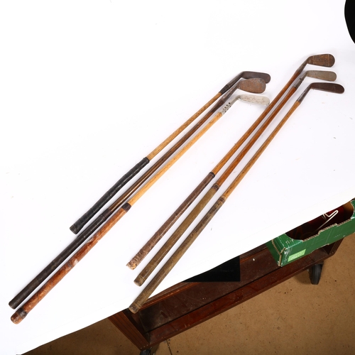 325 - GOLFING INTEREST - a group of 6 hickory-shafted steel-headed golf clubs, various makers including Tr... 