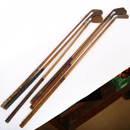 331 - GOLFING INTEREST - a group of 6 hickory-shafted steel-headed golf clubs, various brands and makers, ... 