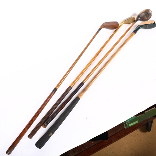 334 - GOLFING INTEREST - a group of 4 hickory-shafted golf clubs, various brands including Nicoll of Scotl... 