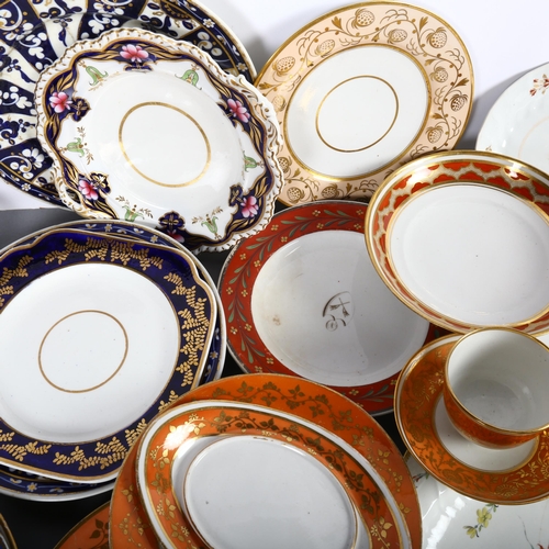 374 - A collection of 19th century decorative porcelain, including a Spode plate, a cabinet cup and saucer... 