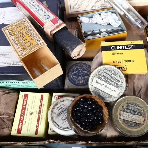 408 - A selection of antique and vintage chemist and doctors accessories and utensils, including a boxed O... 