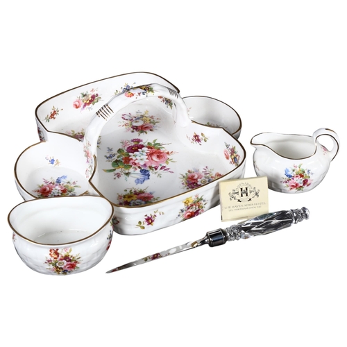 421 - A Hammersley China strawberry set, with floral decoration, and a letter opener