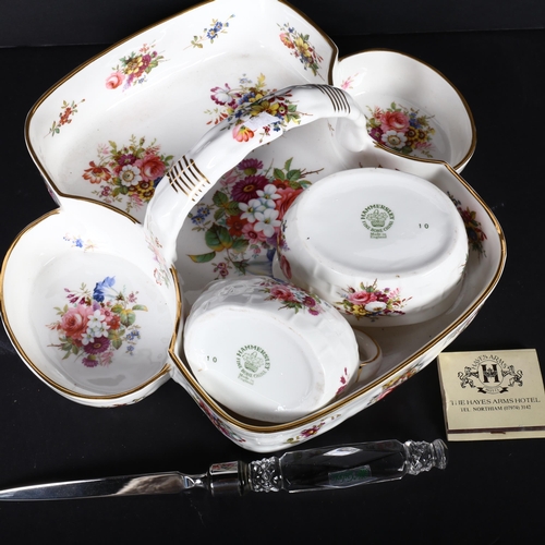 421 - A Hammersley China strawberry set, with floral decoration, and a letter opener