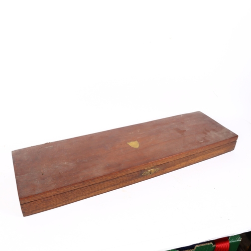 44 - An oak shotgun/rifle case with fitted interior, and various tools (no maker's marks), L76cm