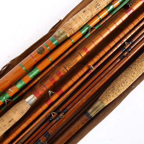 45 - A group of 3 Vintage fishing rods, including a 3-piece split-cane example, by Tench & Barbel, R Neev... 