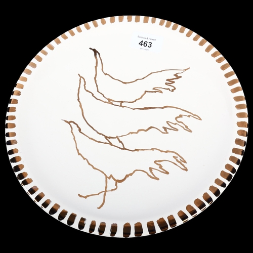 463 - A Rye Pottery painted plate - study of birds, by Wally Cole, 26cm