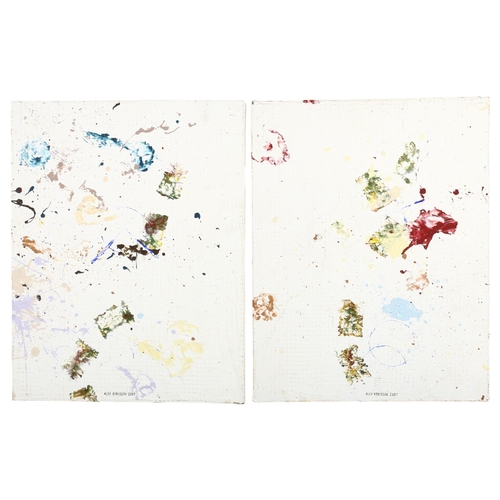 483 - Alex Borissov 2007, a pair of abstract studies on canvas, titled Fun For Some, 46cm x 36cm