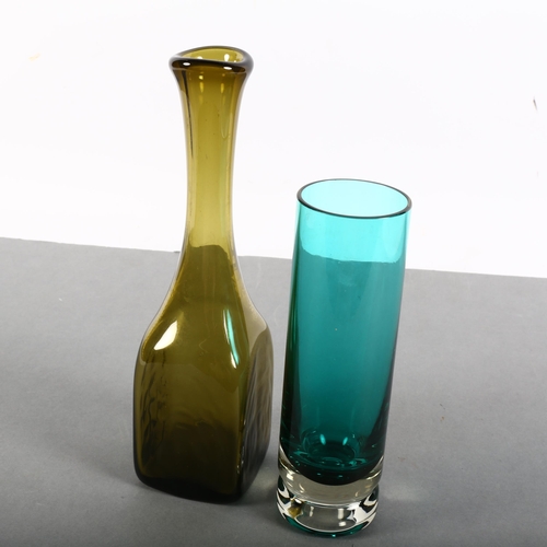 506 - 2 pieces of mid 20th century glass, a dark green hand made bottle vase by Richard Duborgh, Norway an... 