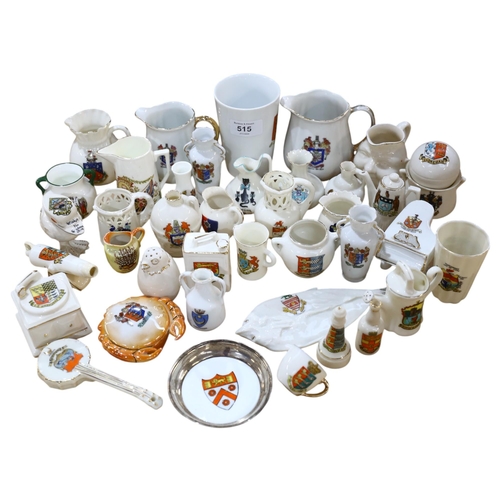 515 - A collection of miniature Crested Ware ornaments and jugs and beaker, including Carlton, Willow Art,... 