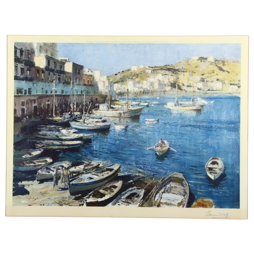 533 - After Edward Seago, 20th century limited edition fine art print, harbour scene, signed in pencil, bl... 